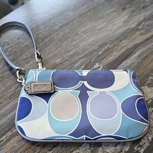 Coach Blue Multi-Color Graphic Wristlet 6.5x4.5 Great Condition!